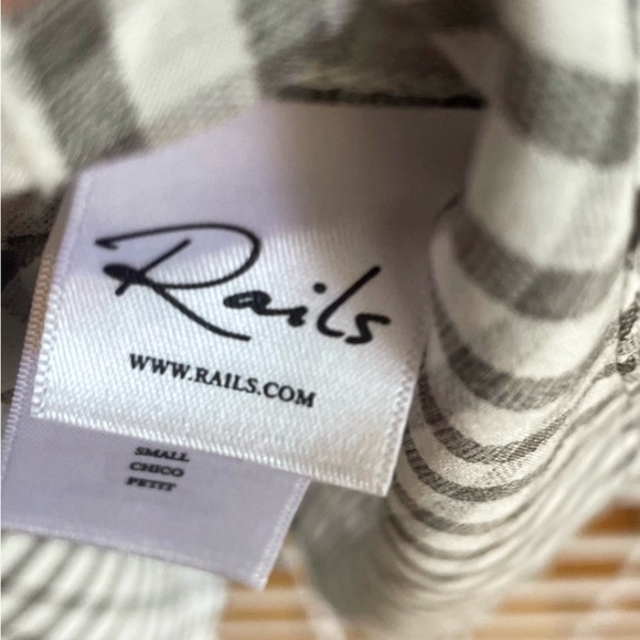 Rails Black and White Check Button-Front Blouse - Picture 6 of 7